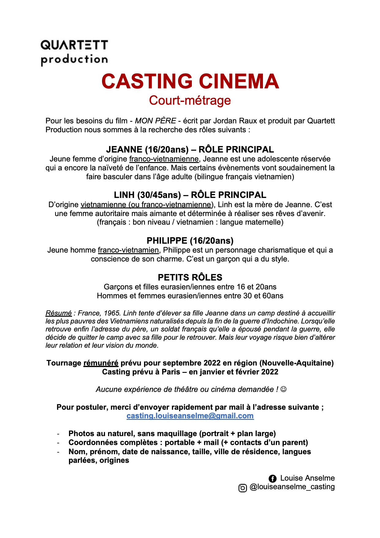 casting CINEMA / Recherche profils franco-vietnamiens – UGVF